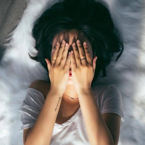 stress women covering face